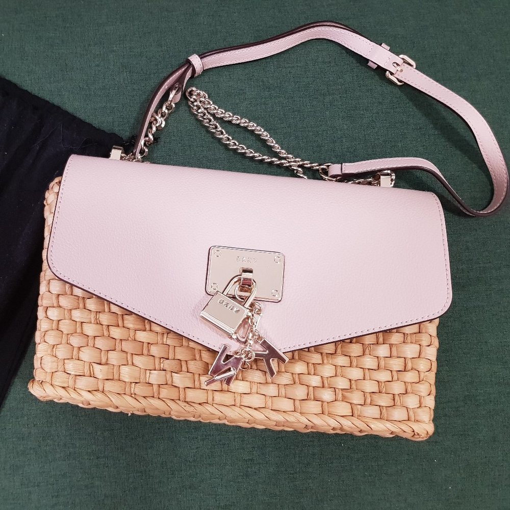 DKNY leather straw summer bag